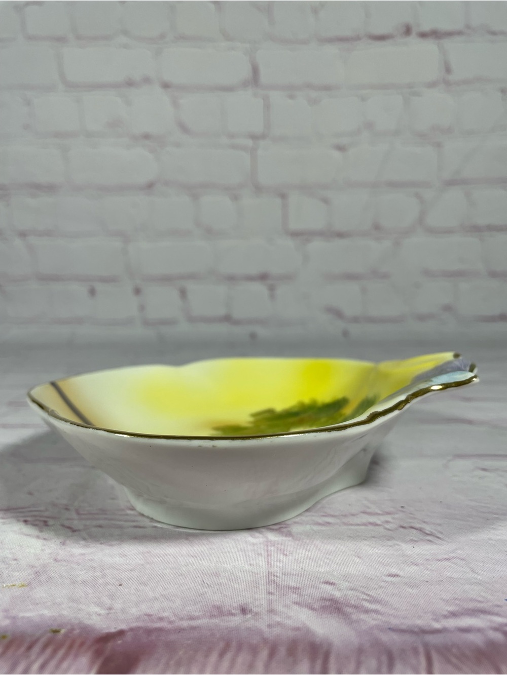 Vintage Noritake Tree In Meadow Hand Painted Candy Bowl Dish Gold Trim Japan - Picture 4 of 9